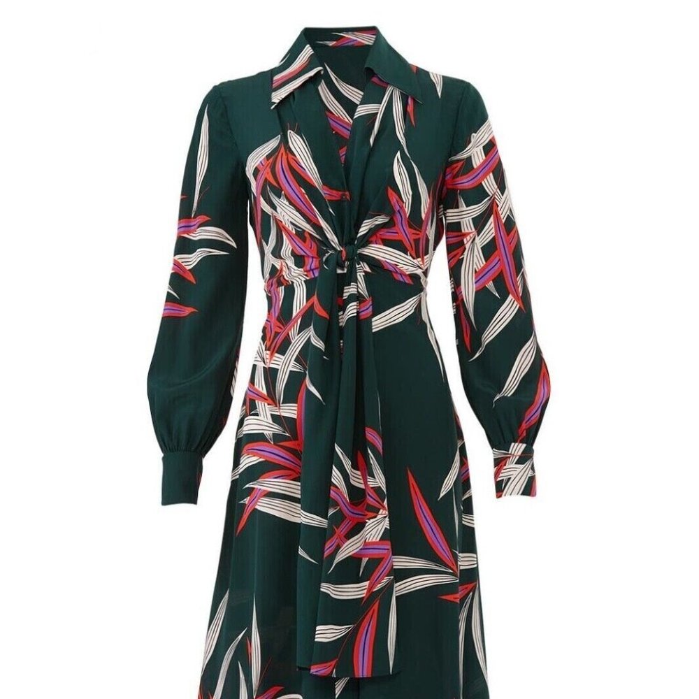 DVF Diane von Furstenberg QUINCY Hunter Midi Dress sz 6